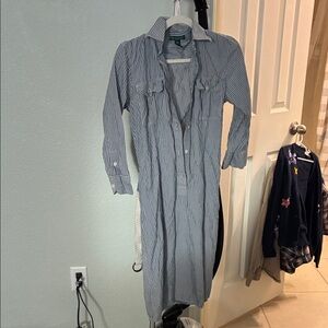 Striped Blue Shirt Dress - Women
